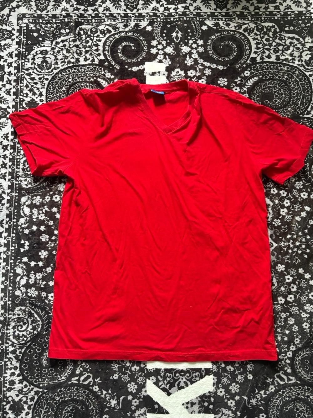 CityLab Red V Neck T Shirt XL Basic Cotton Essential Tee
